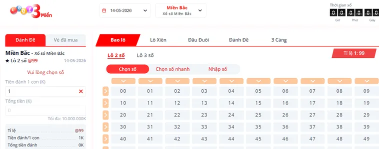 Đỉnh Cao Lô Đề 3 Miền Tại Bin88 Với Tỷ Lệ Trả Thưởng Cực Khủng