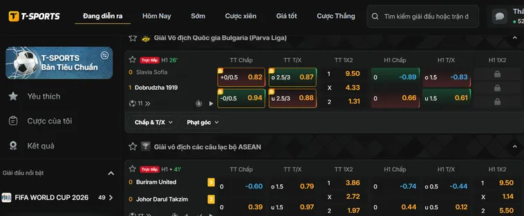 Thể Thao T-Sports Tại Bin88 Sân Chơi Thể Thao Đỉnh Cao Với Tỷ Lệ Thưởng Lớn