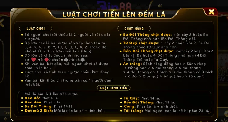 Tiến Lên Đếm Lá Tại Bin88 Sân Chơi Bài Dân Gian Đẳng Cấp Nhất Hiện Nay