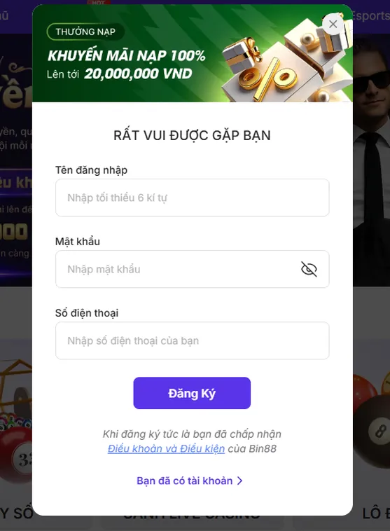 Hướng Dẫn Đăng Ký Bin88 Nhanh Chóng Trong 30 Giây Với Ưu Đãi Cực Khủng